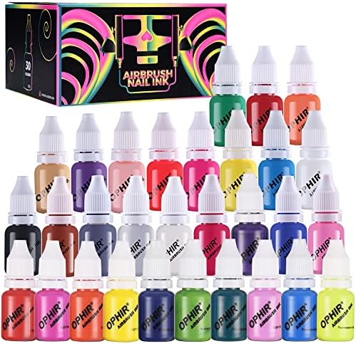 OPHIR Nail Airbrush Paint, 30 Colors Acrylic Color Set, 10ML Bottles