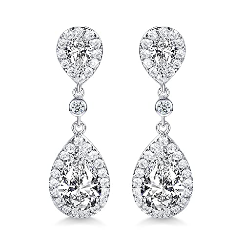 HAISWET Boucles d'oreilles pendantes en forme de goutte avec zircons cubiques - Argentées Cover