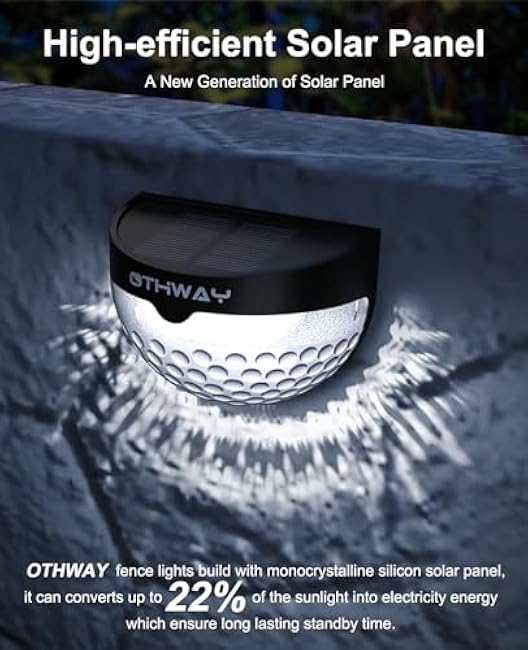 OTHWAY Solar Fence Post Lights Wall Mount Decorative Deck Lighting (Black, 4 Packs)