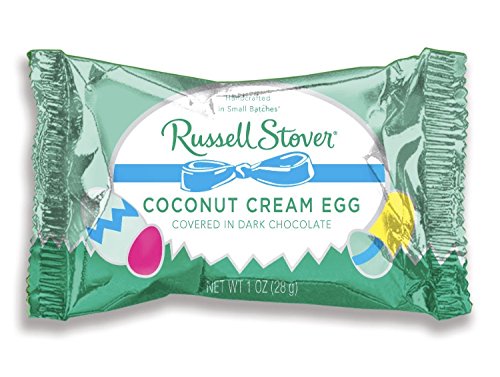 Russell Stover Coconut Cream Easter egg, covered in Dark Chocolate, 1 ounce egg (Pack of 18)