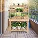 HAPPYGRILL Potting Bench Table, 60.5” Wood Garden Work Bench Workstation with Storage, Flip-Up Tabletop, Shelves & Hanging Hooks, Outdoor Garden Table for Patio, Lawn & Porch