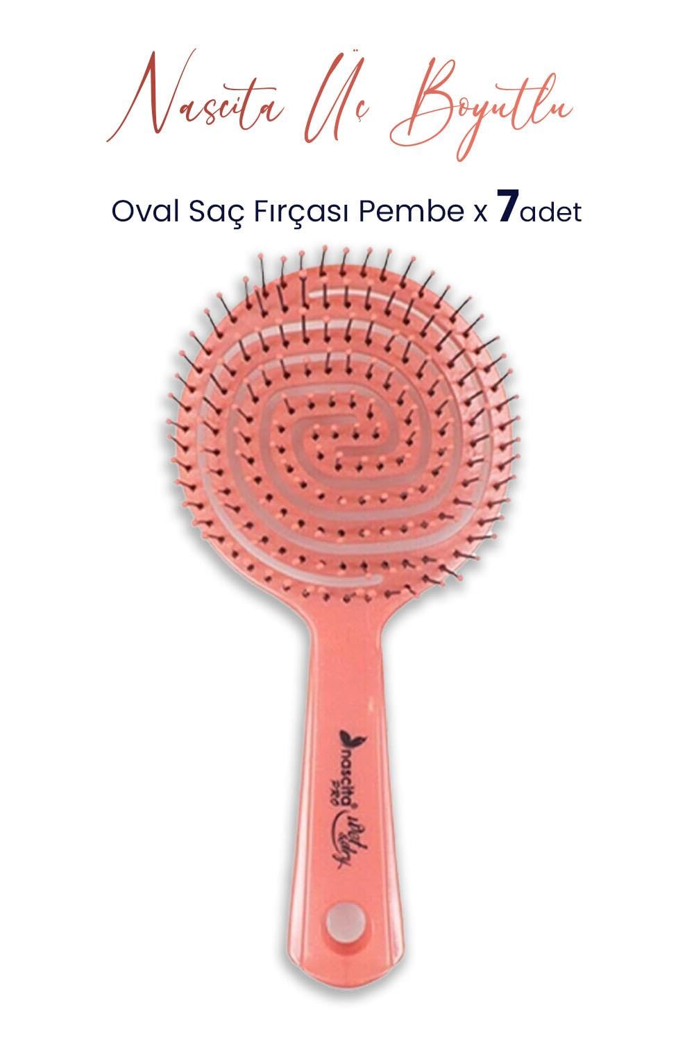 Nascita Professional Üç Boyutlu Oval Saç Fırçası Pembe x 7 Adet