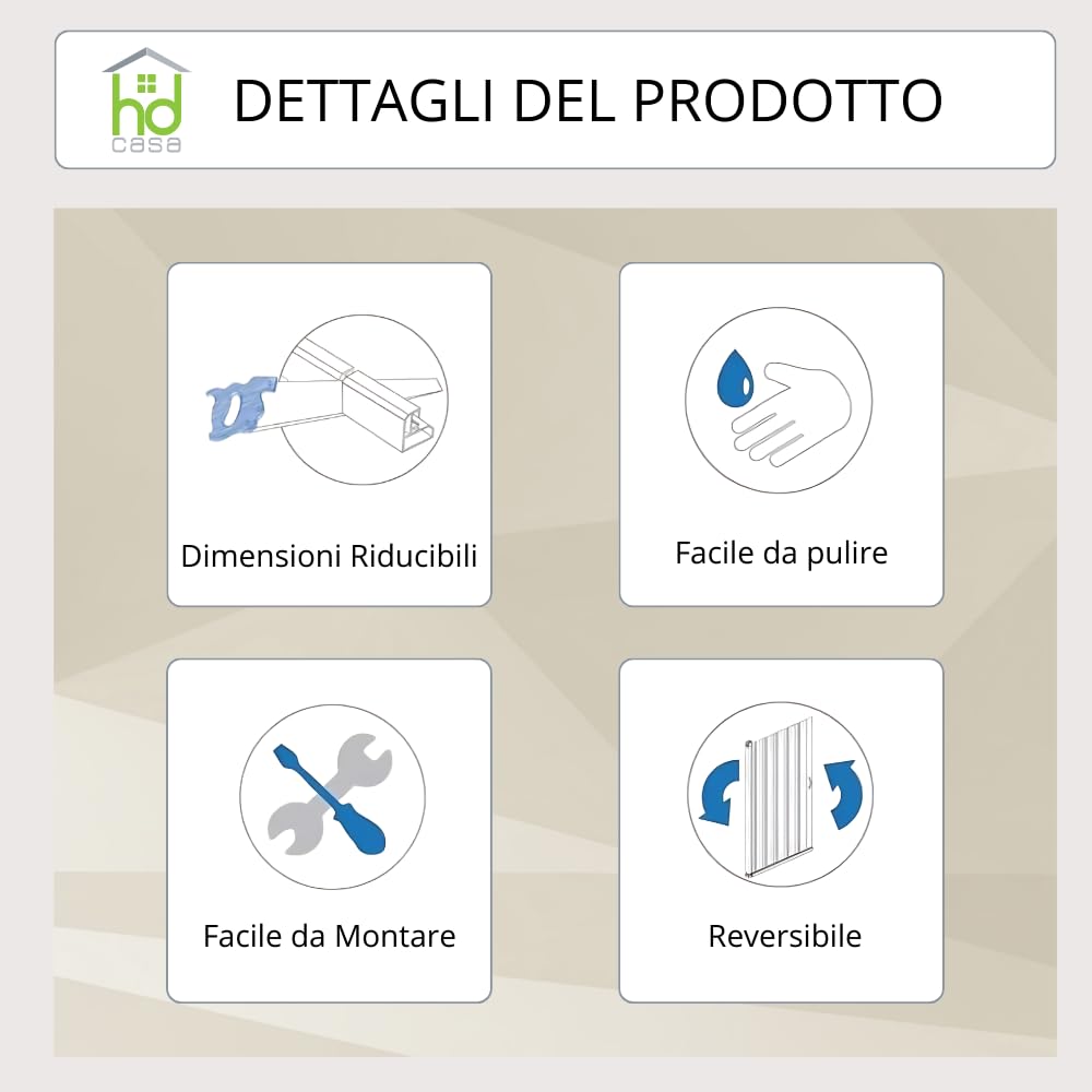 ROLLPLAST PINTO Porte pliante intérieure PINTO, modèle extra standard, en PVC, réversible et réglable, à monter soi-même, fabriquée Italie, ameublement, blanc 83 x 214 cm