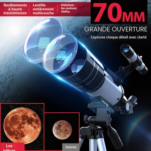 Télescope pour débutants facile à monter pour observer le ciel sans reflets
