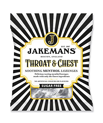 Jakemans Throat & Chest Sugar Free 50g - Pack of 12 - Soothing Menthol Sweets - Suitable for Vegetarians