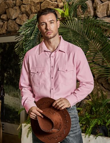 VATPAVE Mens Western Cowboy Shirts Button Up Shirts Long Sleeve Work Shirts for Men with Two Pockets3