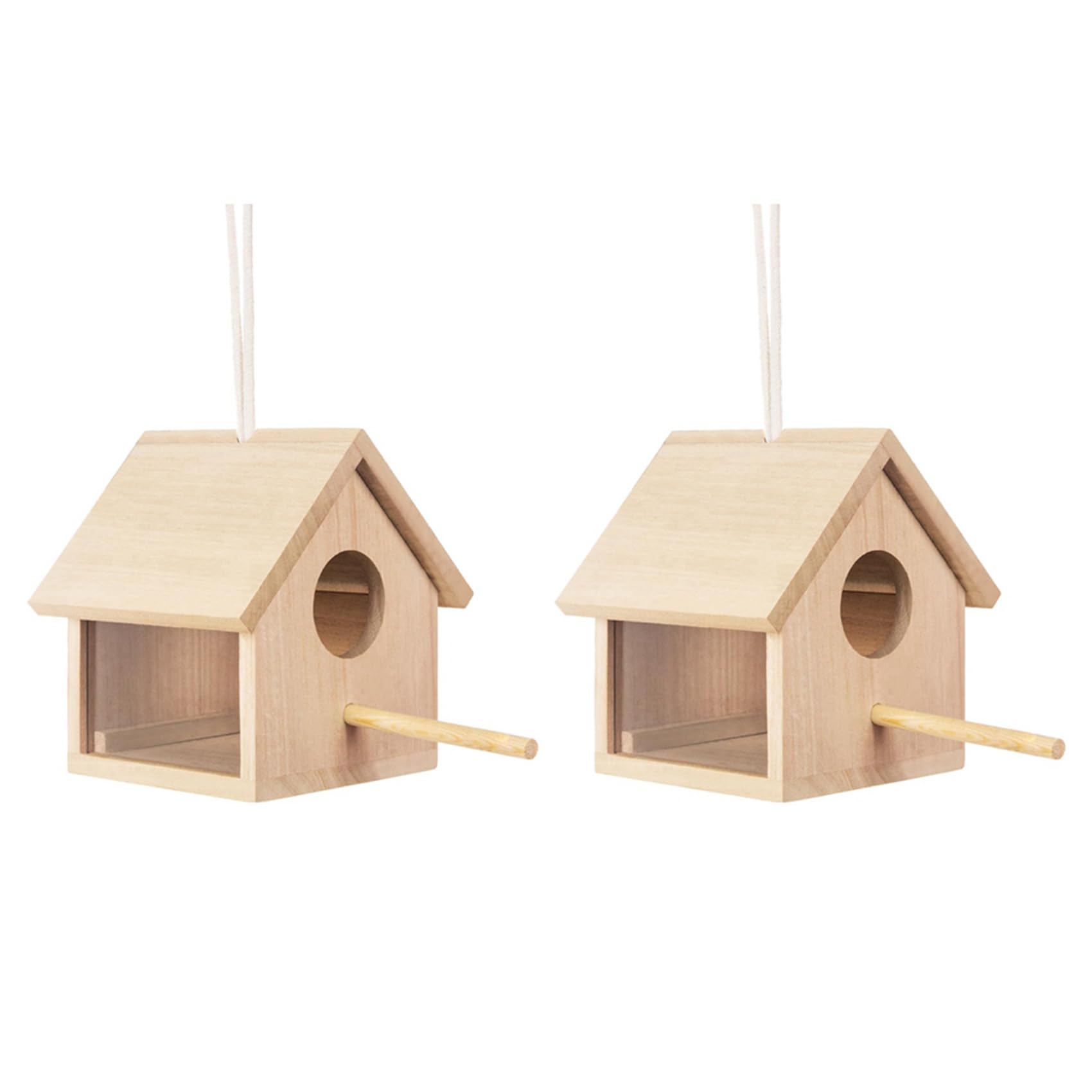 Vjsujehgy 2X Outdoor Bird Houses Transparent Wooden Bird House for Outside,Hanging Birdhouse