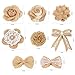 LEOBRO 24PCS Burlap Flowers, 8 Styles Natural Handmade Rustic Rose Flower Bowknot with Faux Pearls for DIY Craft Bouquets Home Wedding Christmas Party Decoration