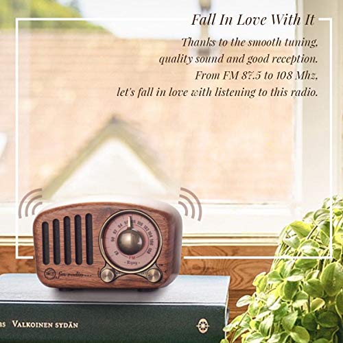 Image of PRUNUS J-919 Retro Bluetooth Speaker Radio with Bass Enhancement Sound Loud Volume BT5.0(Cherry Wood)