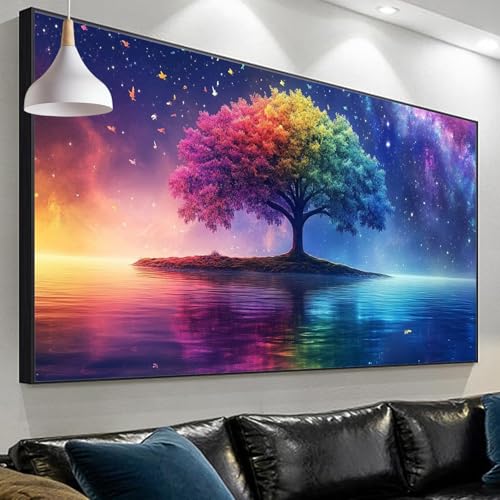 Peinture Diamant Arbre et Ciel Étoilé : Réduisez le Stress avec la Broderie Diamant XXL