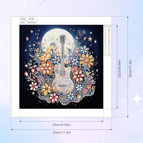 Image of AiYuanzsh DIY Diamond Art Painting Kits for Adults, 5D Special Shape Diamond Art Kits for Beginners, Crystal Rhinestones Diamond Art Painting for Home Wall Decoration Gift 12x12inch, Guitar