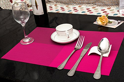 Clest F&H trenzado Cross grid Rose PVC Mantel individual / Salvamanteles para comedor , Juego de 2 piezas 45 x 30 cm