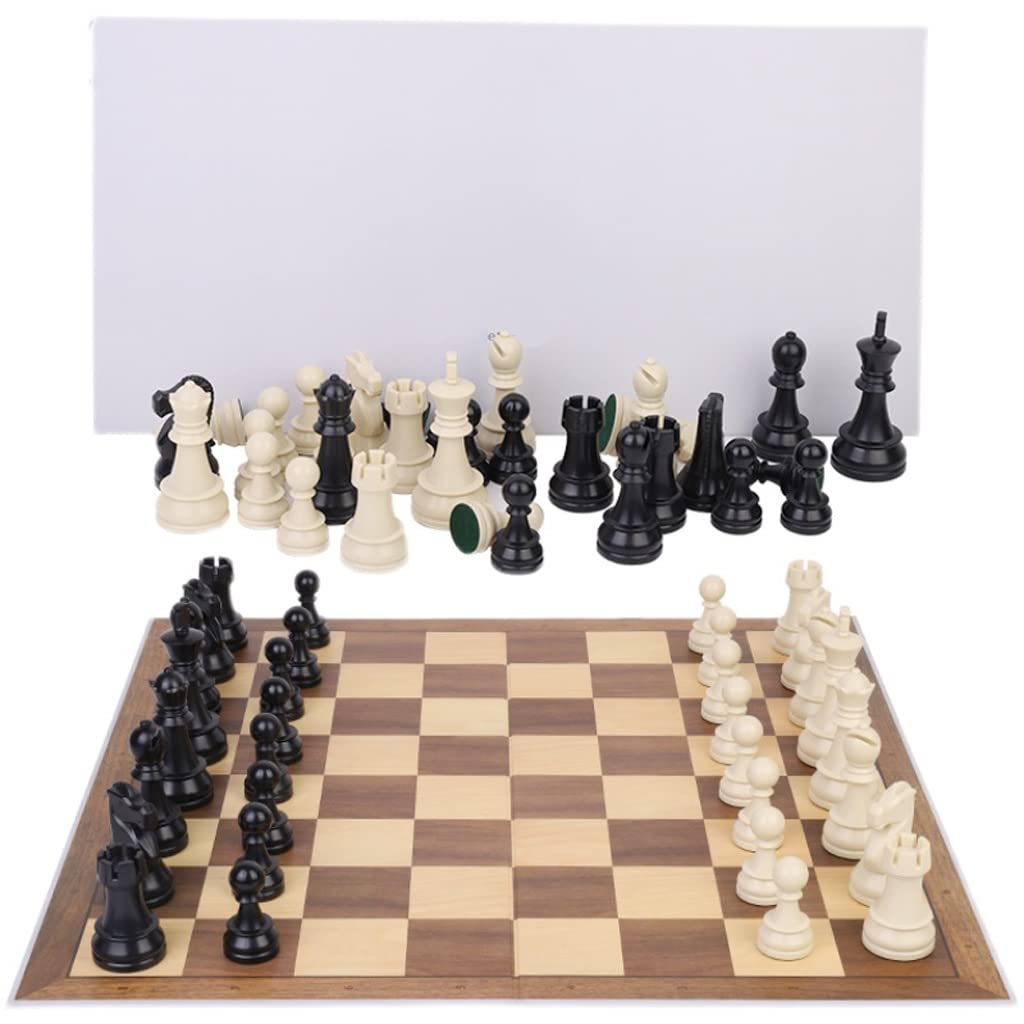 Schachspiel-Set, Schachspiel, Schachbrett-Set, nicht magnetisches Schachbrett-Set, 18,9-Zoll-Schachspiel, Schachspiel aus Kunststoff for Erwachsene und Erwachsene, tragbares und faltbares Bretts