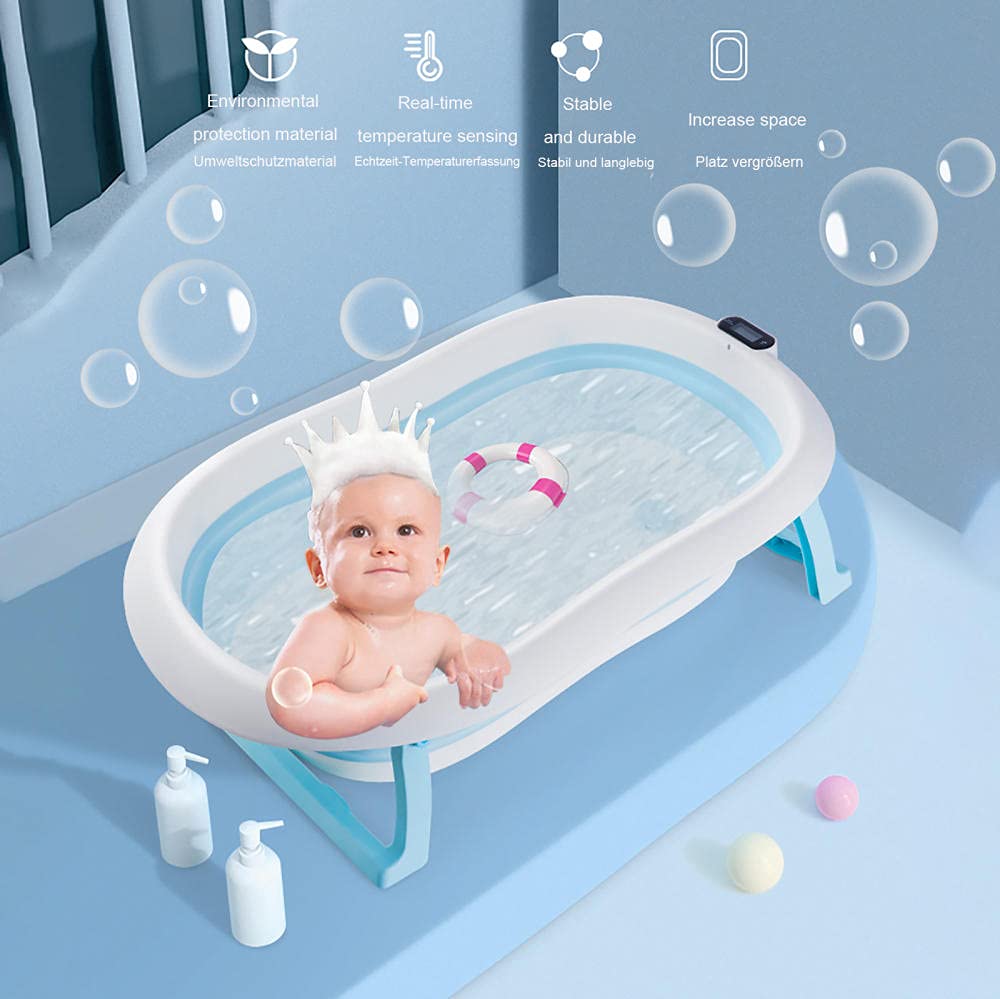 Vasca Da Bagno Pieghevole Blu Per Adulti E Bambini - Leggera, Portatile, Per Camper, Hotel, Giardino