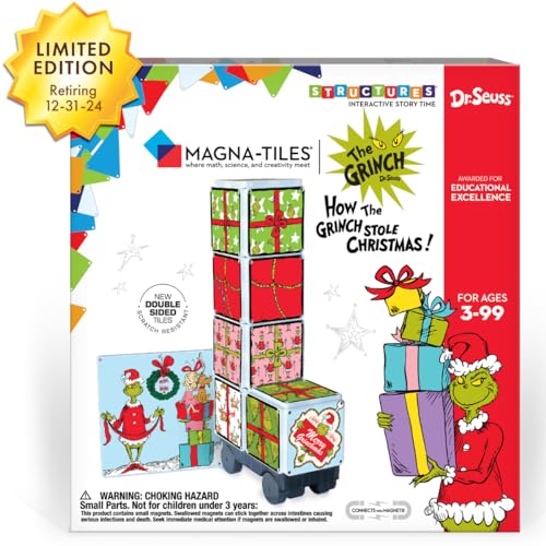 Image of CreateOn Magna-Tiles Limited Edition How The Grinch Stole Christmas Structure Set, Magnetic Building Tiles Making Learning Fun and Hands-On, Educational Toy for Kids Ages 3 Years +