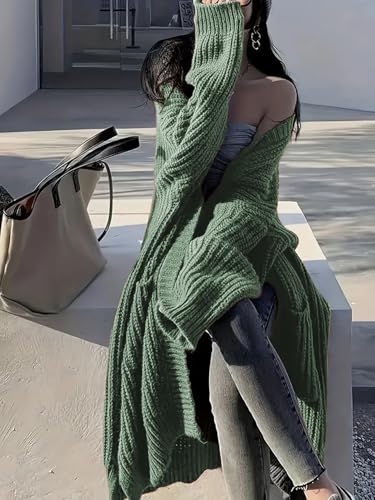 Image of Womens Long Cardigan Sweaters Open Front Oversized Duster with Pocket for Women 2025 Fall Winter Knit Design Coats
