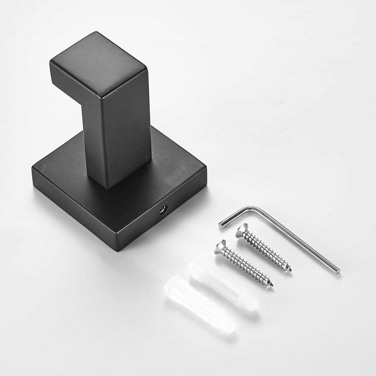 SHUNLI 2 Ganci Porta Asciugamani In Acciaio Inox SUS304 Cromato - Design Quadrato Moderno, Fissaggio A Parete Con Viti - 3