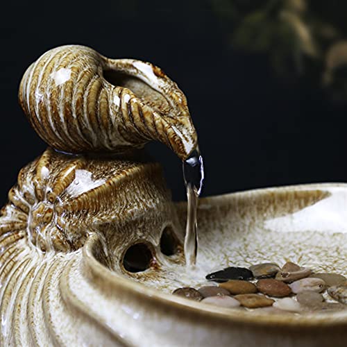 Fuente de agua de mesa interior con flujo continuo y cerámica en forma de concha 4