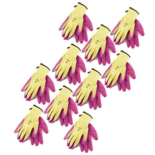 Gants de travail protection mains latex rose taille 7 contre ampoules et saleté x10