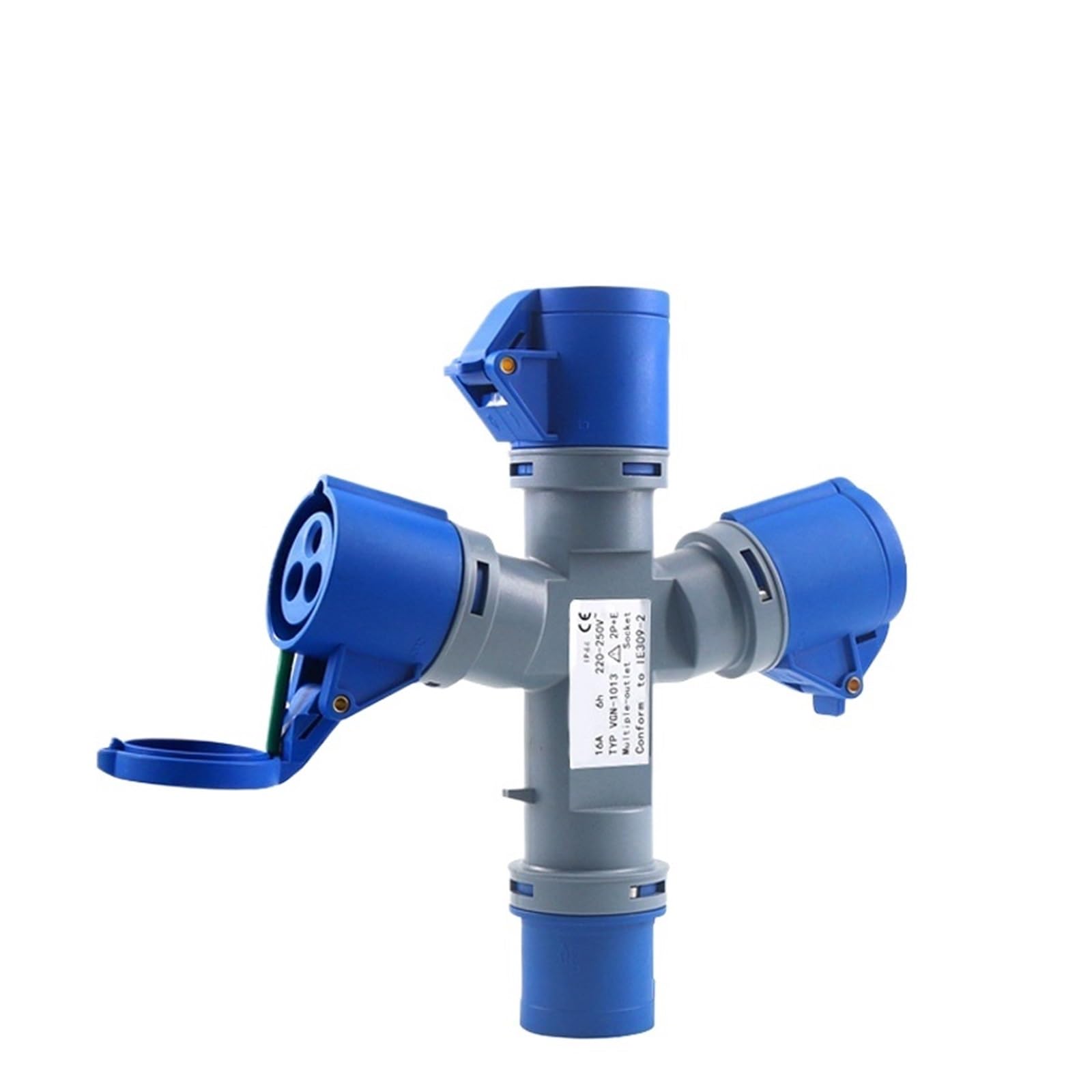 1 x Multifunktions-Industrie-Steckdose, 3P, 4P, 5P, 16A, 32A, 1 in 2/3 Ausgangsbuchse, wasserdicht, IP44/IP67