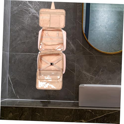 Trousse de toilette suspendue en cuir imperméable à multiples compartiments