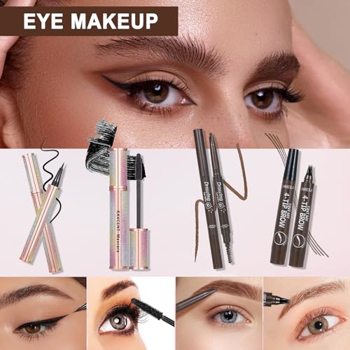 Tooaemis All In One Makeup Kit Makeup Kit For Women Full Kit Multipurpose Makeup ,Eyeshadow、 Liquid Foundation,Loose Powder,Eyebrow Pencil,4-Color Lip Gloss Set thumb #6