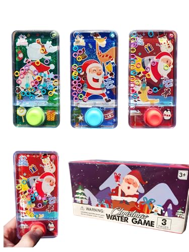 Hapros 3 Pack Christmas Water Games, Santa Claus Xmas Holiday Designs Handheld Water Ring Game Toys, Nostalgic Fun and Stocking Stuffers for Boys and Girls of All Ages