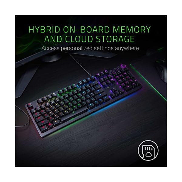 Razer Huntsman Elite (Purple Switch) - Gaming Keyboard with Opto-Mechanical Key (Multi-function Numeric Button, Integrated Hybrid Memory, RGB Chroma, Ergonomic Wrist Rest) - UK Layout | Black - Image 8