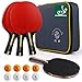 Ping Pong Paddles Set of 4, 5-Layer Table Tennis Paddles with 8 Balls and Carrying Case Soft Sponge Rubber Table Tennis Rackets and 3-Star 40mm Balls for Indoor and Outdoor Playing