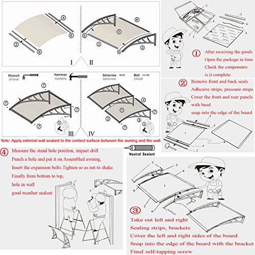 Couverture en polycarbonate de qualité supérieure pour auvent de porte robuste - 8