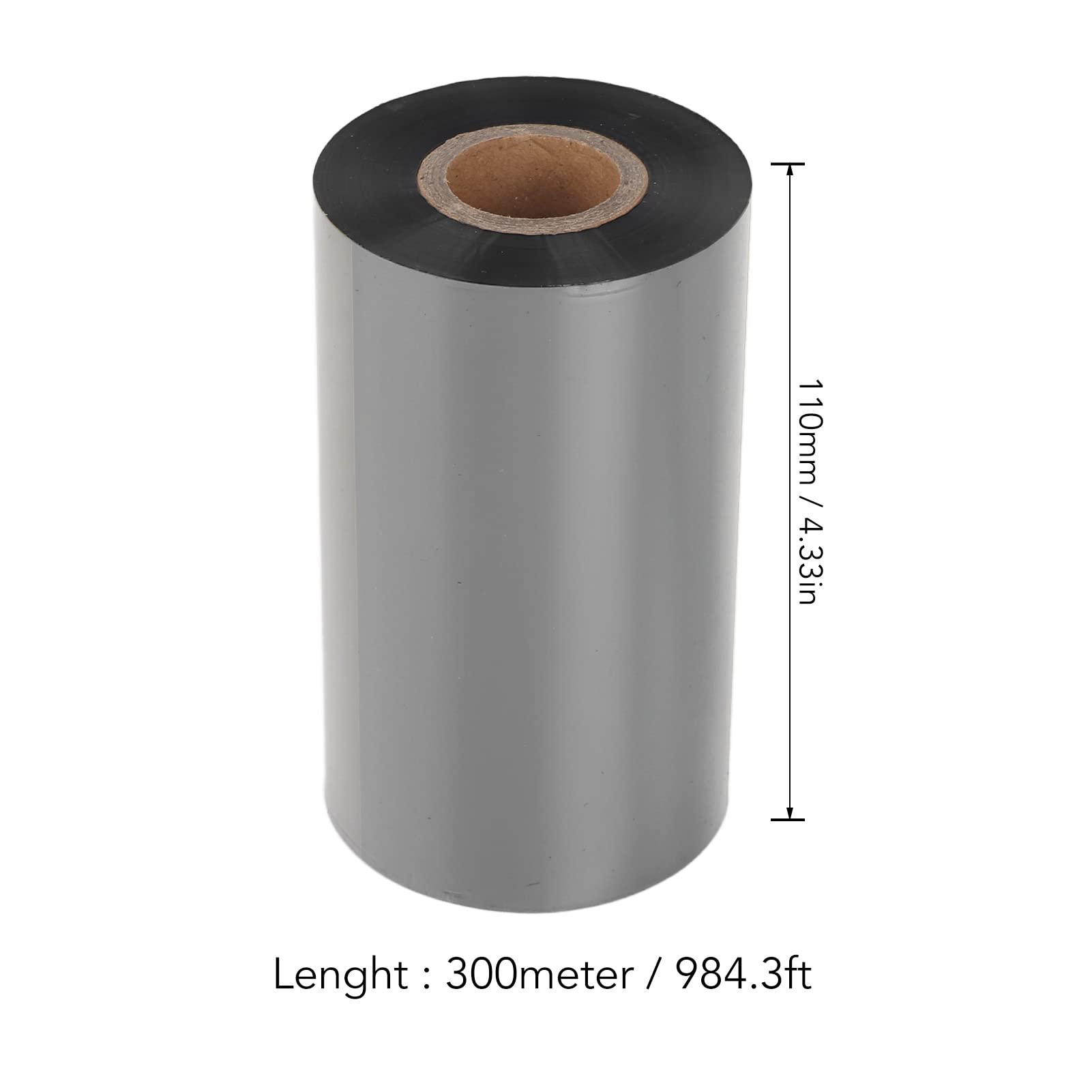 110 Mm X 300 M Ruban De Transfert Thermique à Base De Cire, Avec Adhésif, Rubans De Cire De Qualité Industrielle Résistants Aux Rayures TTR, Pour Imprimante De Code-barres, Imprimante D'étique