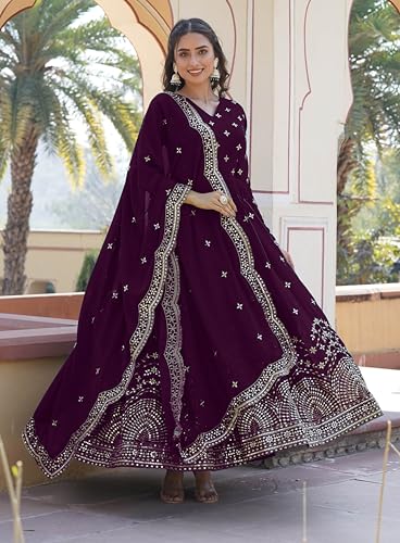 Image of Fashion Basket Faux Georgette Sequins Anarkali Dress for Women