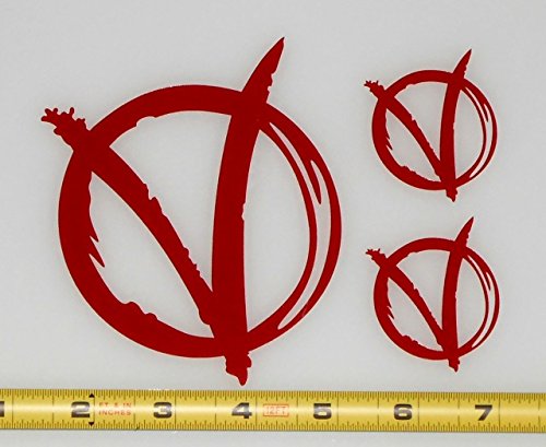 V For Vendetta Symbol Logo Paint Brush Stroke-3set HQ High Gloss Dark Red Vinyl Decal! Perfect for Car Windows!