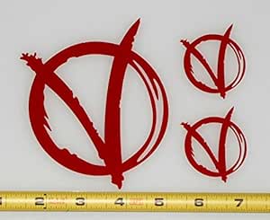 V For Vendetta Symbol Logo Paint Brush Stroke-3set HQ High Gloss Dark Red Vinyl Decal! Perfect for Car Windows!