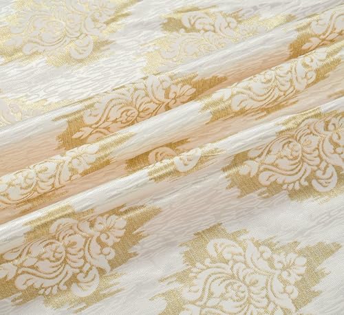 Image of Room Darkening Home Decor Curtains for Living Room, Balcony Doors and Windows Panel, Parda, Eyelets Hanging, Golden, Combo Pack of 2, 4 x 8 Feet