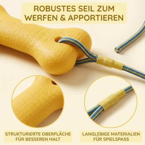 LMJOPYQ Jouet aquatique pour chien, jouet aquatique, jouet de natation pour chien pour la plage et la piscine, jouet interactif pour chien avec corde, os flottant pour jeux de rapports et stimulation – vue 3