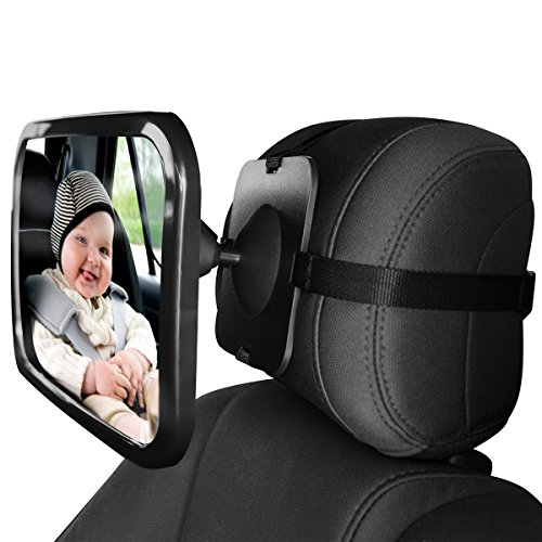 SONARIN Qualité supérieure Miroir de Voiture Pour Bébé Rétroviseur,s'adapte à tout appuie-tête réglable,vue dégagée de l'enfant dans le siège d'auto orienté vers l'arrière,rotation à 360 °(Noir)