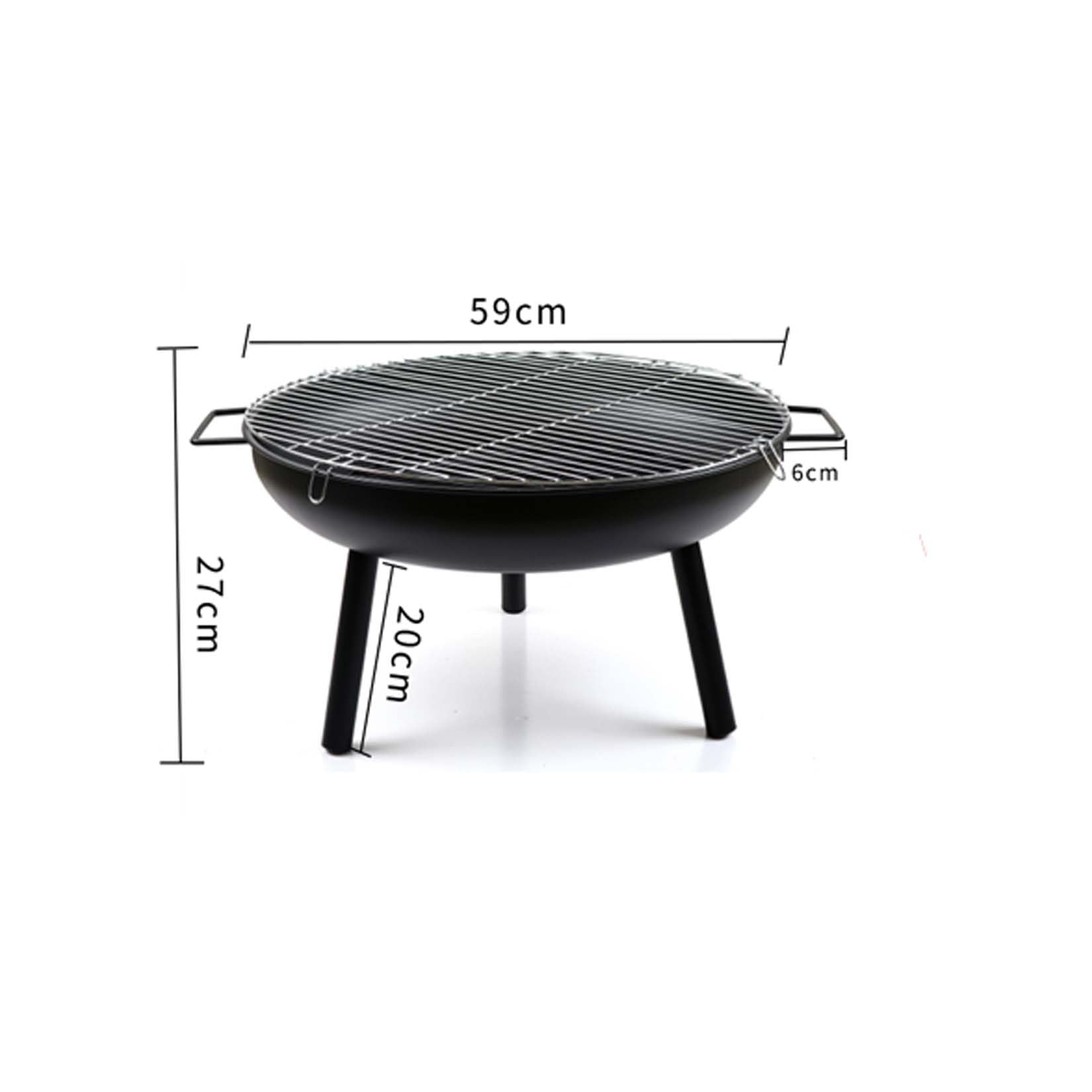 BNEI Cheminée, Chauffage Polyvalent de Jardin, Support stabilisateur Triangulaire, métal de Haute qualité, Grille et Sac de Rangement Inclus
