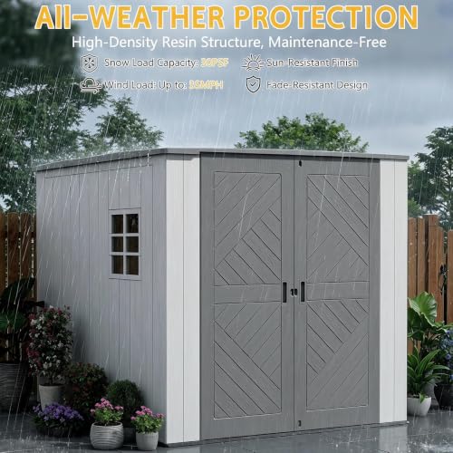 Image of KINYING Outdoor Storage Shed 6x6 FT,Resin Shed with Floor,Large Tool Shed