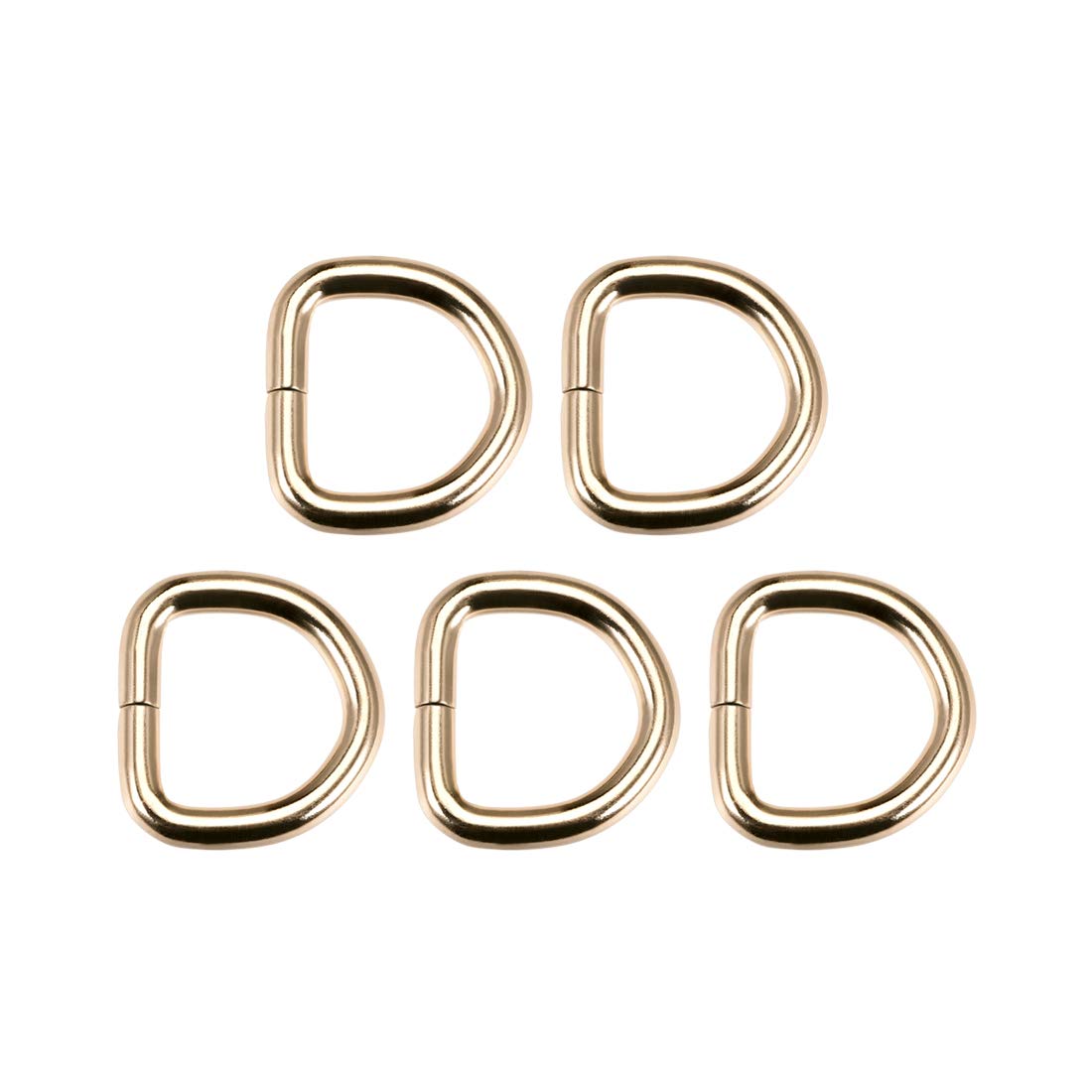uxcell 5pcs Metal D Ring 0.8"(20mm) D-Rings Buckle for Hardware Bags Belts Craft DIY Accessories Gold Tone