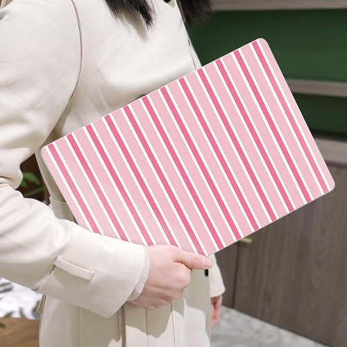 Image of MEEgoodo Case for M5 MacBook Pro 16 inch Case 2026 2024 2023 2021 with M5 M4 M3 M2 M1 Pro /Max Chip, Fit Model A3429 /A3428 /A3403 /A3186 /A2991 /A2780 /A2485, Light Pink&White Stripes