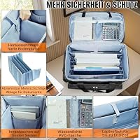 SUNDOY Rollende Lehrertasche mit Laptopfach 17,3 Zoll, Teacher Tote Bag mit Aktenfach (Schwarz + Braun) – Ansicht 3