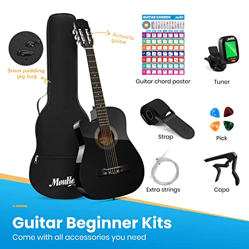 Moukey Guitare acoustique gaucher 4/4 taille pour débutants enfants adultes et adultes – Guitare acoustique classique de… - Les Beatles, Paul McCartney, John Lennon, RIngo Starr, George Harrison Moukey Guitare acoustique gaucher 4/4 taille pour débutants enfants adultes et adultes - Guitare acoustique classique de… – Image 3