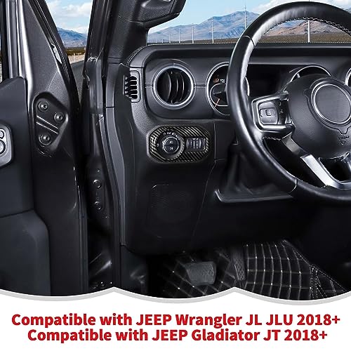 RT-TCZ Carbon Fiber Headlight Switch Button Trim Cover Lamp Switch Cover Trim Decoration Interior Accessories Compatible with Jeep Wrangler JL JLU & Gladiator JT 2018-2023 by RT-TCZ - Used condition - Image 4
