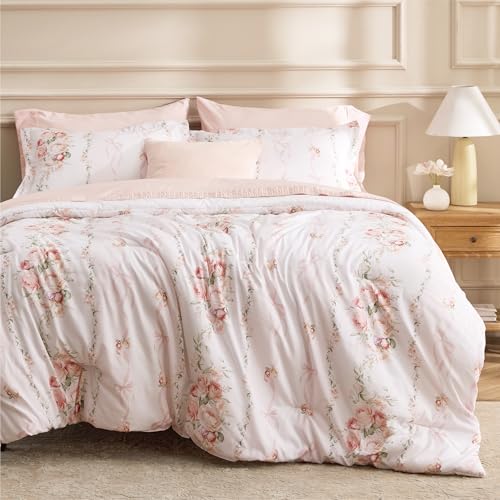 Bedsure Comforter Set Queen Size - Cute Floral Bedding Comforter