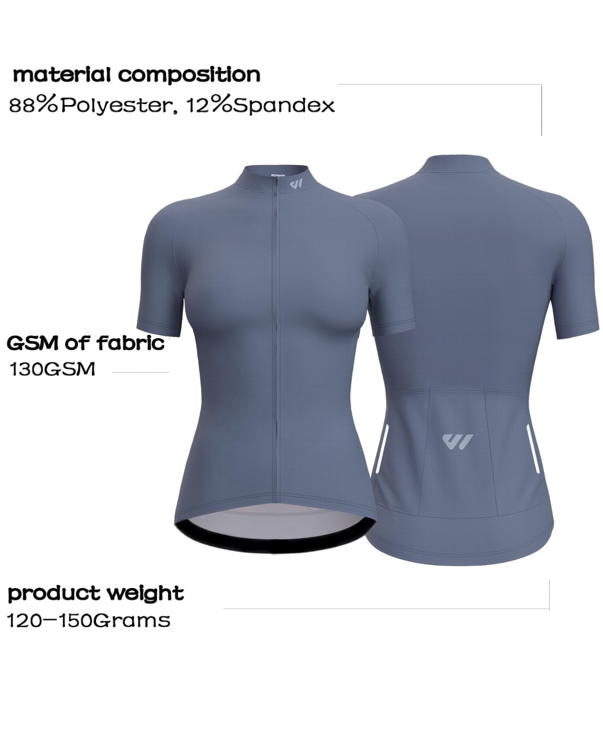 Lo.gas Womens Ciclismo Jersey Manica Corta Traspirante Mesh Road Bike Shirt Bicicletta Bike Top 3 Tasche Posteriori UPF50+ - grigio - XX-Large
