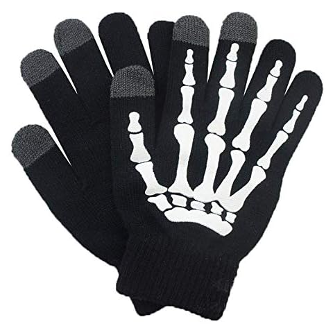 Glovion Skeleton Gloves Winter Gloves Touch Screen Gloves for Halloween Costume -White Cover