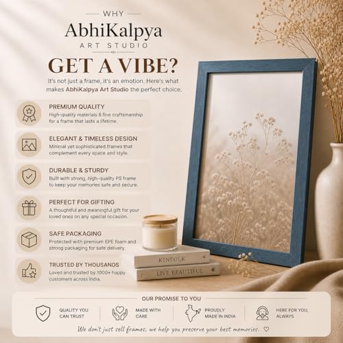 Image of Abhikalpya Art Studio 12x16 Inch A3 Size Photo Frame for Wall - Vertical & Horizontal Wooden Look Picture Frame for Home Decor, Poster, Certificate, Artwork, Gallery Wall Set of (1) (Blue)