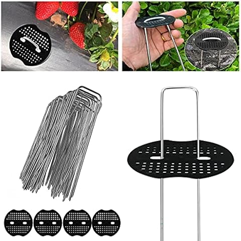BoloShine 100 pcs Galvanized Garden Pegs, U-Shaped 6 Inch Spike Netting Peg with 20 Buffer Washers Anti-Rust Membrane Fleece Peg for Securing Weed Barrier Membrane Ground Sheeting Artificial Grass Cover