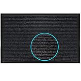 LuxUrux, zerbino in gomma resistente, per interni ed esterni, facile da pulire, impermeabile, a basso profilo, per ingresso, patio, garage, ingressi ad alto traffico, Black Ribmat, 17 x 30''